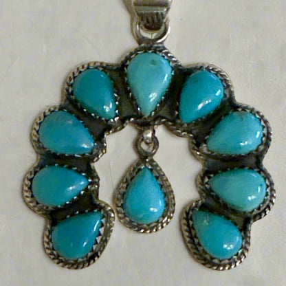 Kingman Turquoise Naja Pendant .925 Sterling Silver 2”