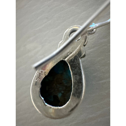 Ice Blue Dahlia Tear Drop Pear Shape Sterling Dangle Earrings