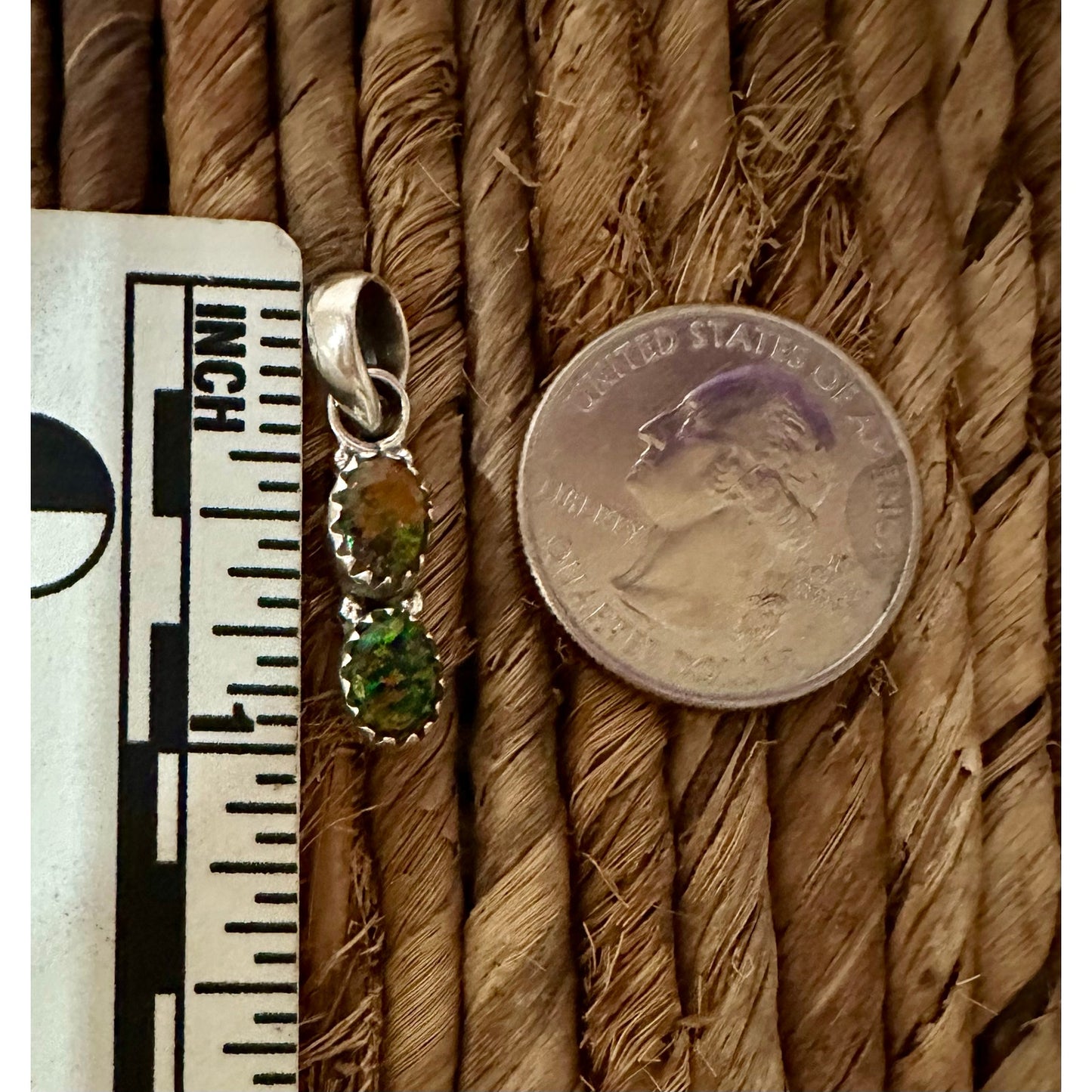 Black Aurora Opal | Sterling Silver Pendant | 1” Long