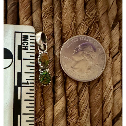 Black Aurora Opal | Sterling Silver Pendant | 1” Long