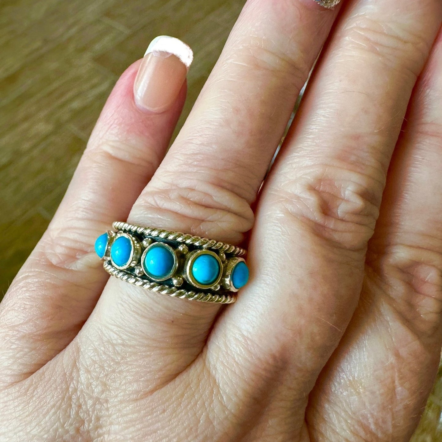 Estate Turquoise  .925 Sterling Silver Ring Size 7