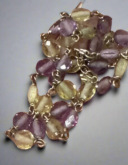 Natural Amethyst & Citrine Necklace .925 18-19.5"Stamped .925 clasp adjustable.