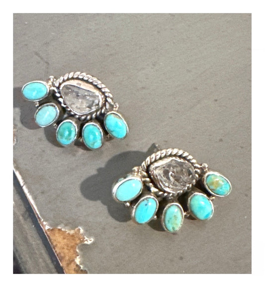 Herkimer Diamond & Turquoise Earrings
