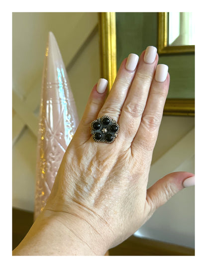 Onyx Southwestern Sterling Silver Ring Size 6