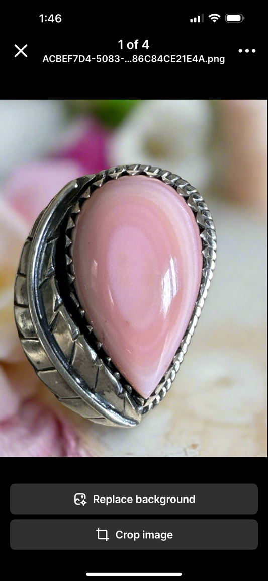 Pink Conch Native American Style Ring Size 7