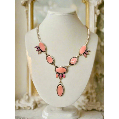 Queen Pink Conch | Aurora Opal | Sterling Silver Necklace | 18-20”