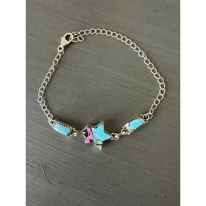 Cotton Candy Turquoise | Star Bracelet | 925 Sterling | Size 6-8” Adjustable