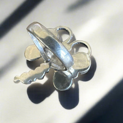 Kingman Turquoise Dragonfly .925 Sterling Silver Ring Size 6