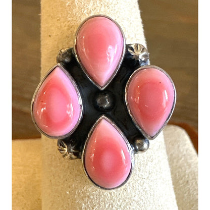 Amazing Pink Conch Southwestetn .925 Sterling Ring Size 9