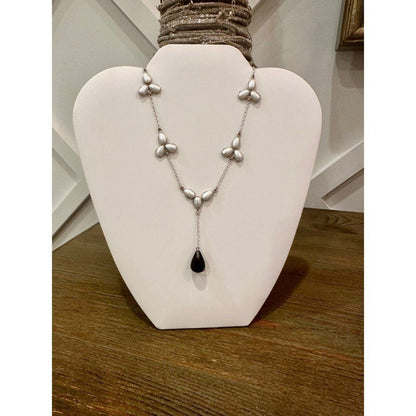 Pearl and Smoky Quartz Drop Necklace