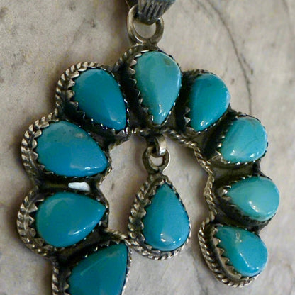 Kingman Turquoise Naja Pendant .925 Sterling Silver 2”