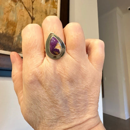 Purple Copper Kingman Turquoise Ring Sterling Size 8