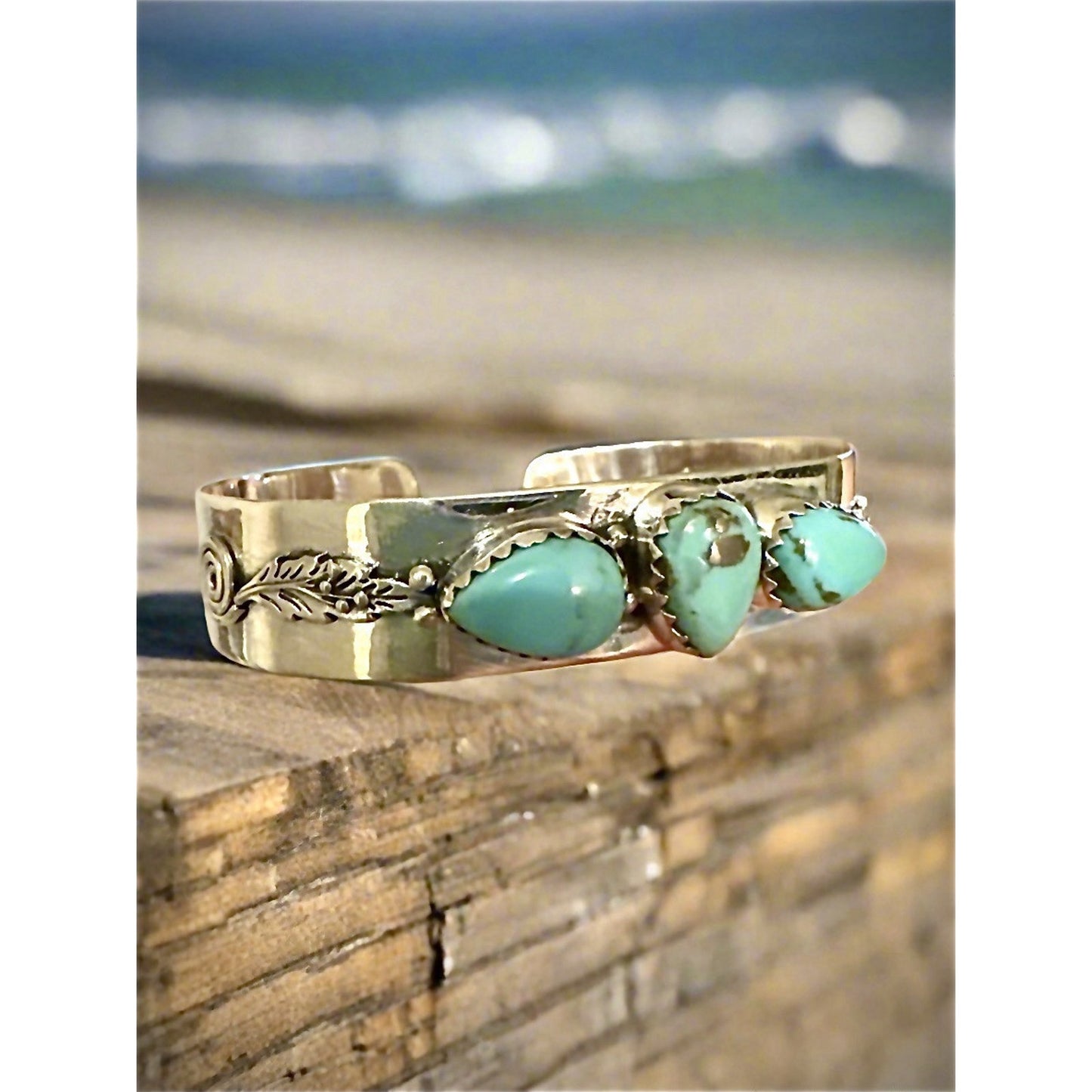 Arizona Turquoise Cuff Bracelet Sterling Silver Adjustsble