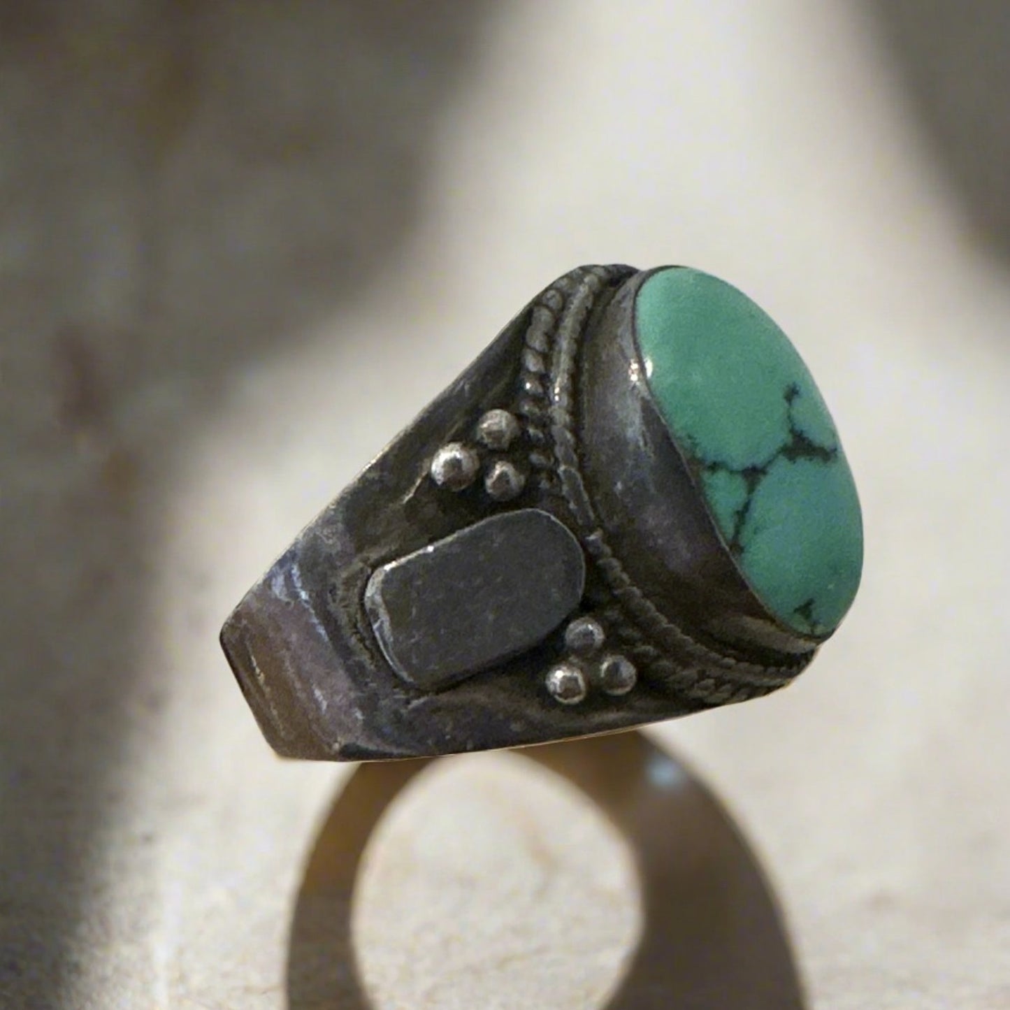 Vintage Turquoise Ring .925 Sterling Silver Size 7