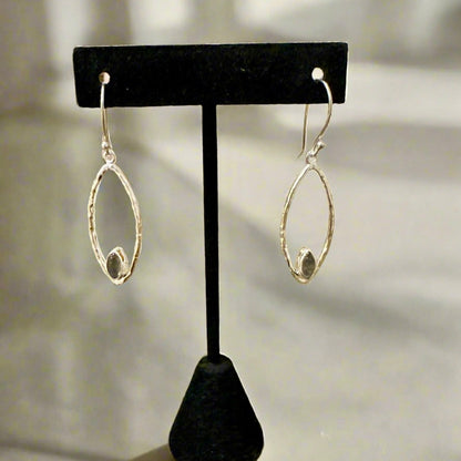 Hammered Labradorite .925 Sterling Silver Dangle Earrings 2”