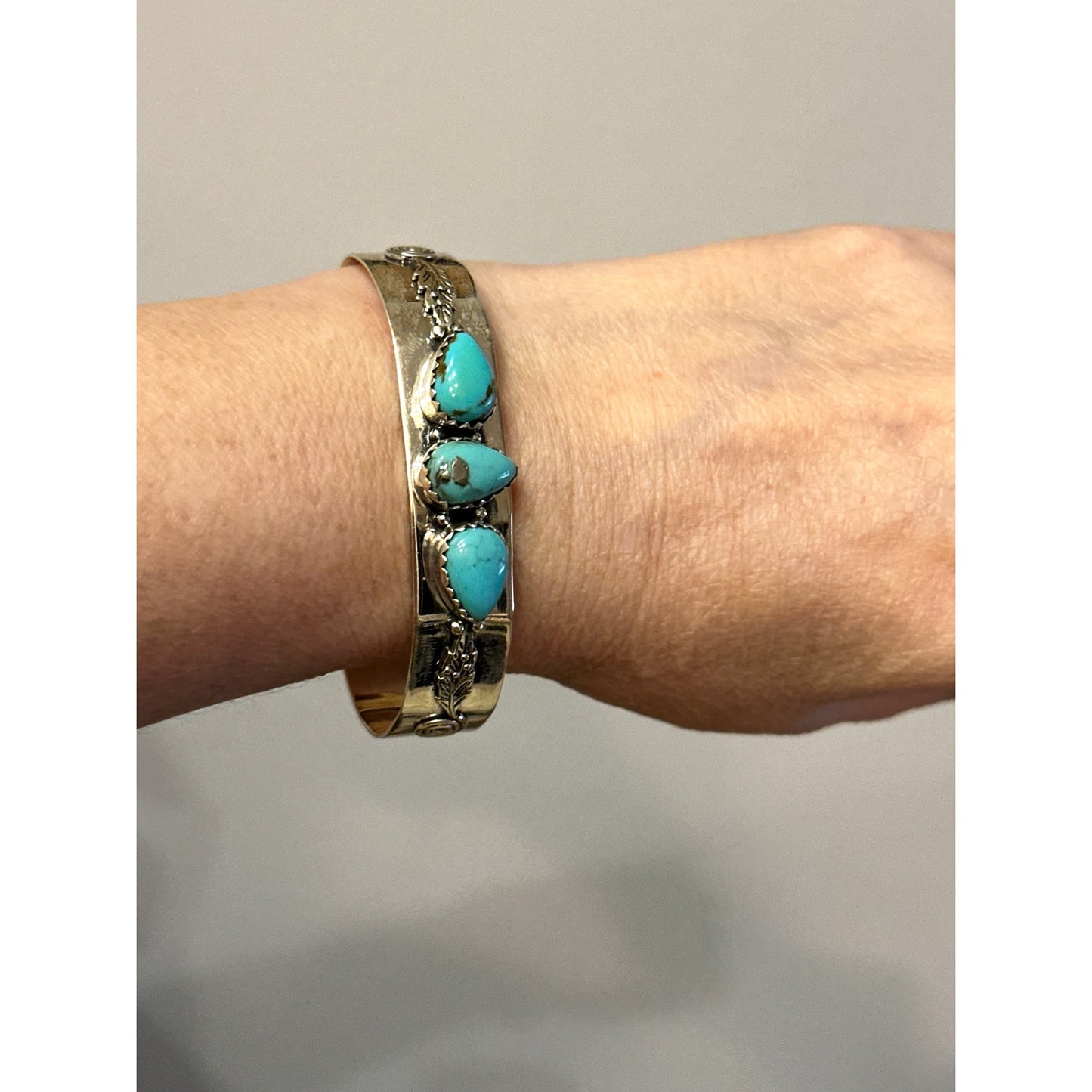 Arizona Turquoise Sterling Silver Cuff Bracelet Adjustable