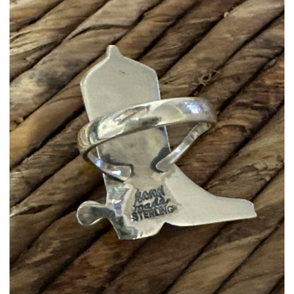 Lapis Lazuli Cowboy/Cowgirl  Boot  Sterling Silver Ring Size 9