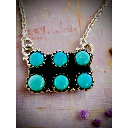 Double Row Snake Eyes Kingman  Bar Necklace  18-20”