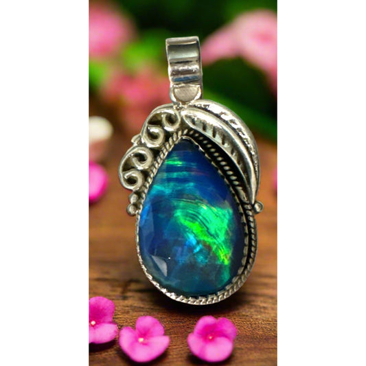 Aurora Opal | Sterling 925 | Teardrop Pendant