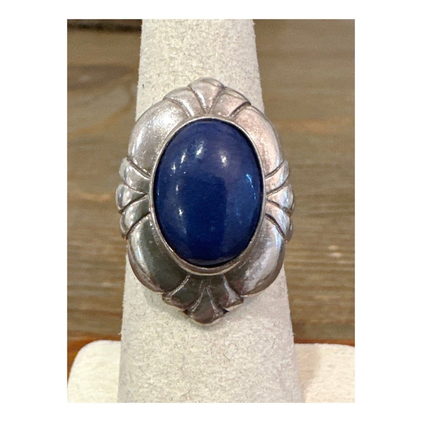 Antique Sterling Silver Lapis Ring by C. Sydney Smith Co. Size 6