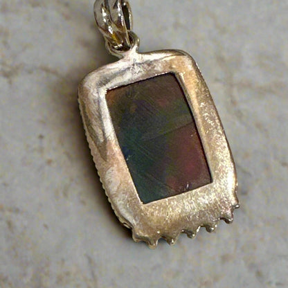 Aurora Opal & Pressed Flowers Artisan Southwestern Pendant 1.25”