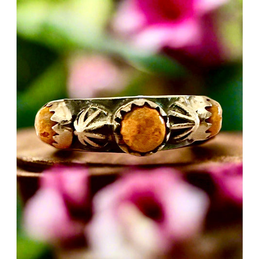 Bumblebee Jasper | Sterling Silver | Band | Ring | Size 7