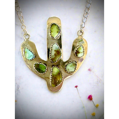 WOW!! Palomino Gold Turquoise | Cactus Necklace | 2” Long