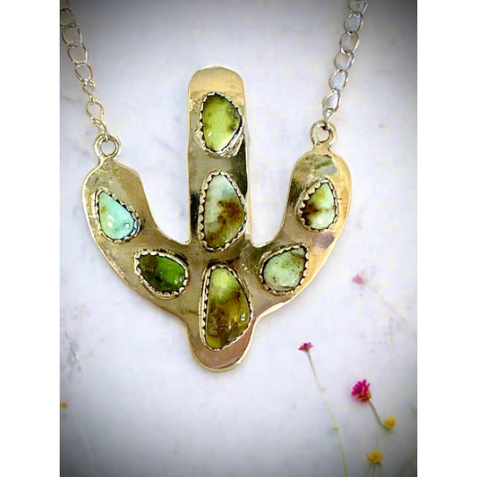 WOW!! Palomino Gold Turquoise | Cactus Necklace | 2” Long