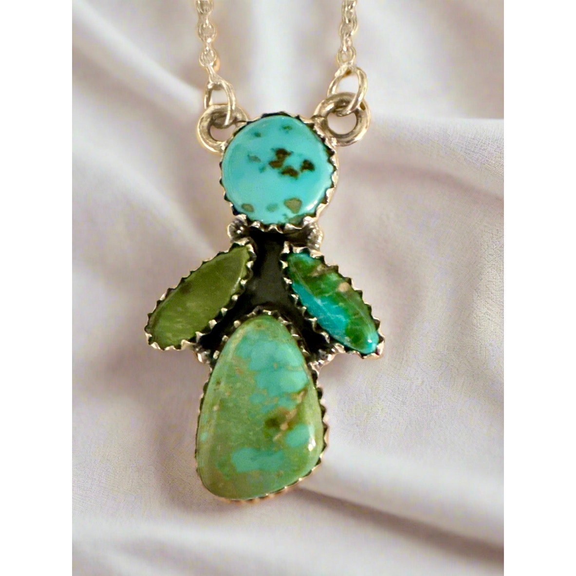 Sonoran Gold Turquoise Sterling Silver Pendant 18” Adjustable