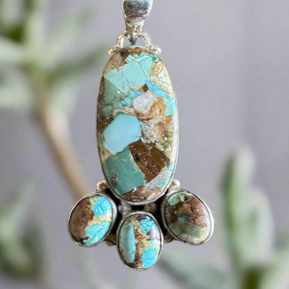 Handmade Turquoise Pendant .925 Sterling Silver 2”