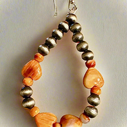 WOW! Spiny Oyster Navajo Pearl .925 Sterling Dangle Earrings