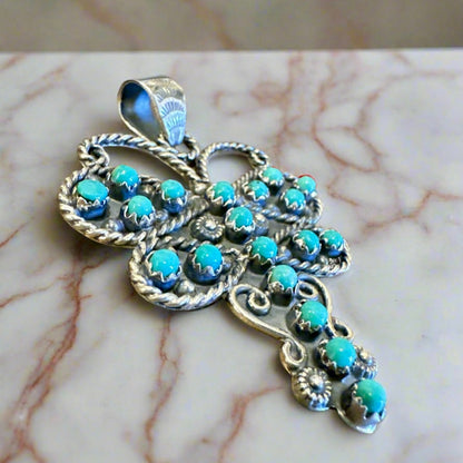 Snake Eyes Turquoise Dragonfly Pendant 2”