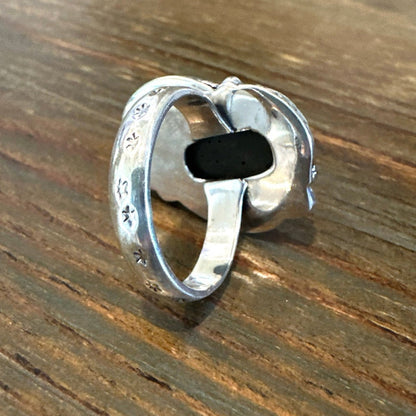 Galaxy Opal Leaf Floral Sterling Silver Ring Size 8