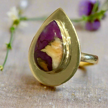 Purple Copper Kingman Turquoise Ring Sterling Size 8