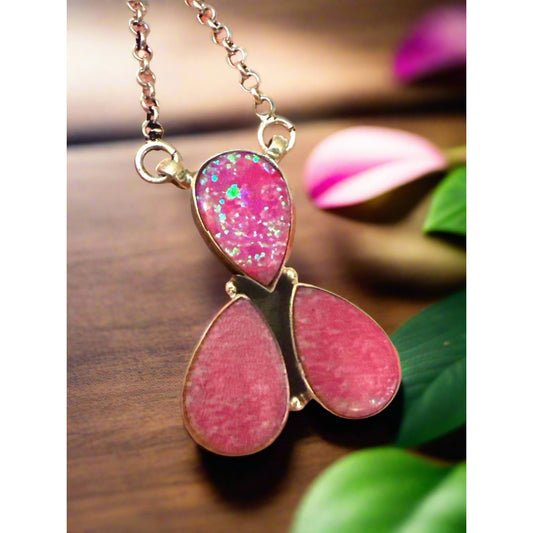 Australian Triplet Pink Opal | Southwestern | Sterling | Necklace 18-20”