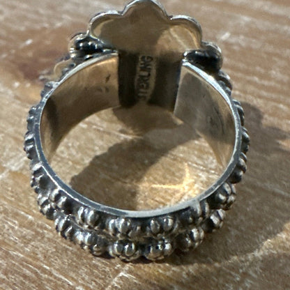 Pink Conch Cross Design  Ring .925 Sterling Silver Size 7