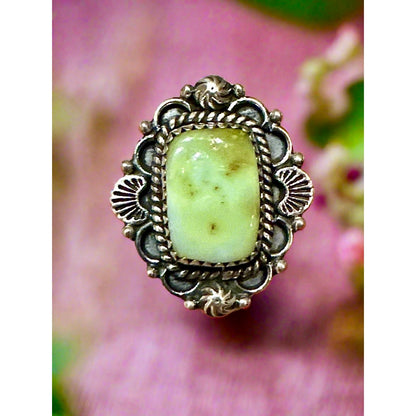 Palomino Turquoise Ring | Square Cut Gem | .925 Sterling Silver | Adjustable 5–11