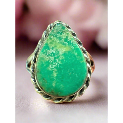 Carico Lake Turquoise Teardrop Rope Design Ring Size 9