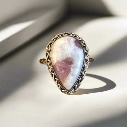 Genuine Pink Rubelite 925 Sterling Silver Ring Size 7