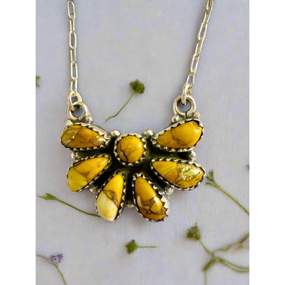 Sterling Silver Honey Dahlia Pendant – Boho Southwestern Style