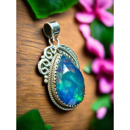 Aurora Opal | Sterling 925 | Teardrop Pendant