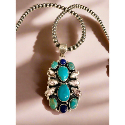 Kingman Blue & Green Turquoise Wildhorse Jasper Lapis Pendant