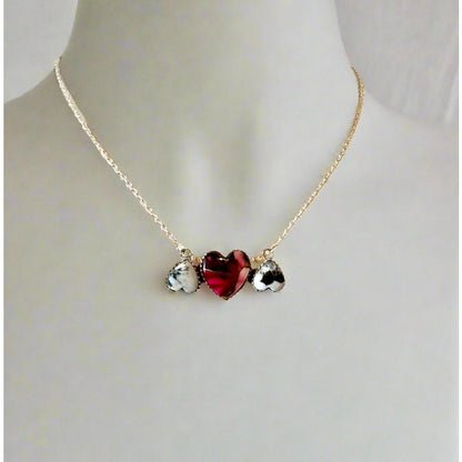 Red Rose Dahlia | White Buffalo | Heart Bar Necklace | 18-20”