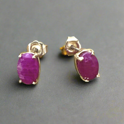 10k solid gold ruby earrings 1 carat earrings
