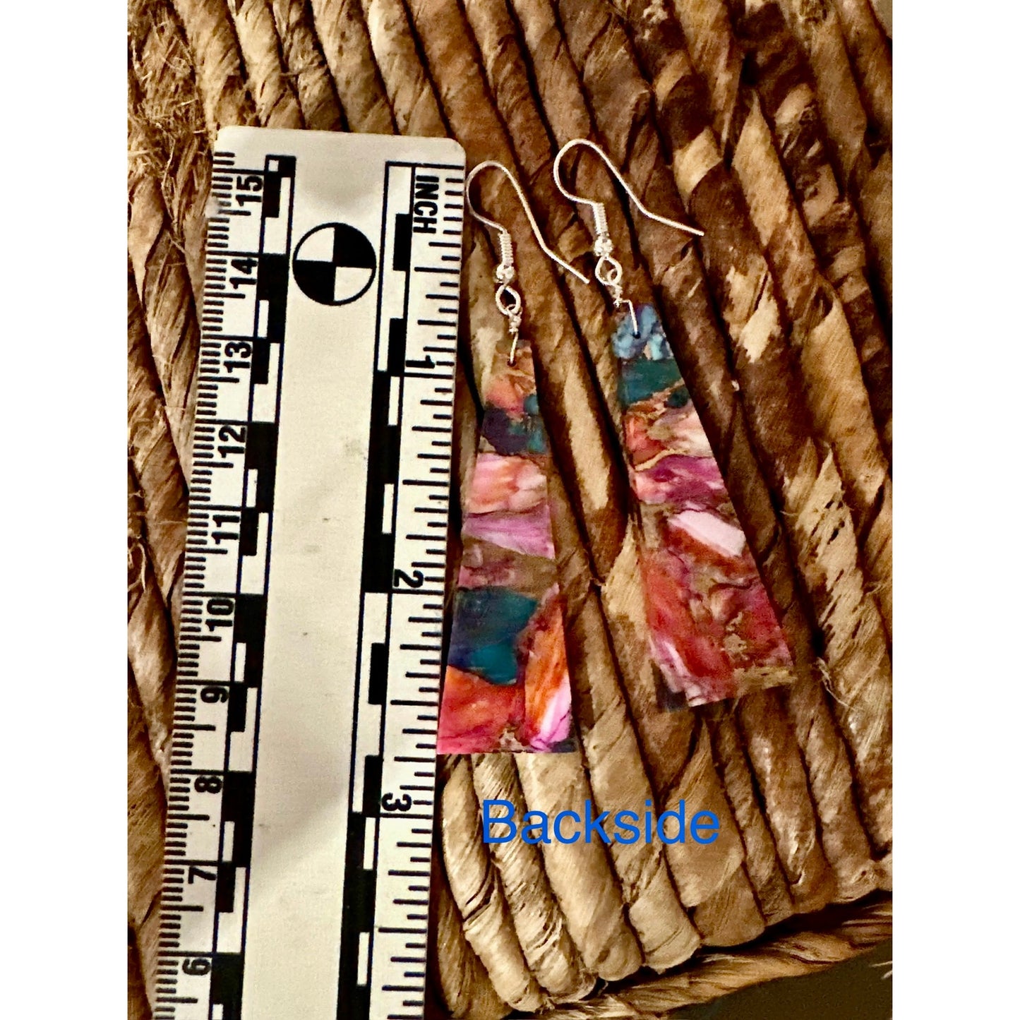 Pink Spiny Oyster Abstract 2.75” Long Dangle Earrings