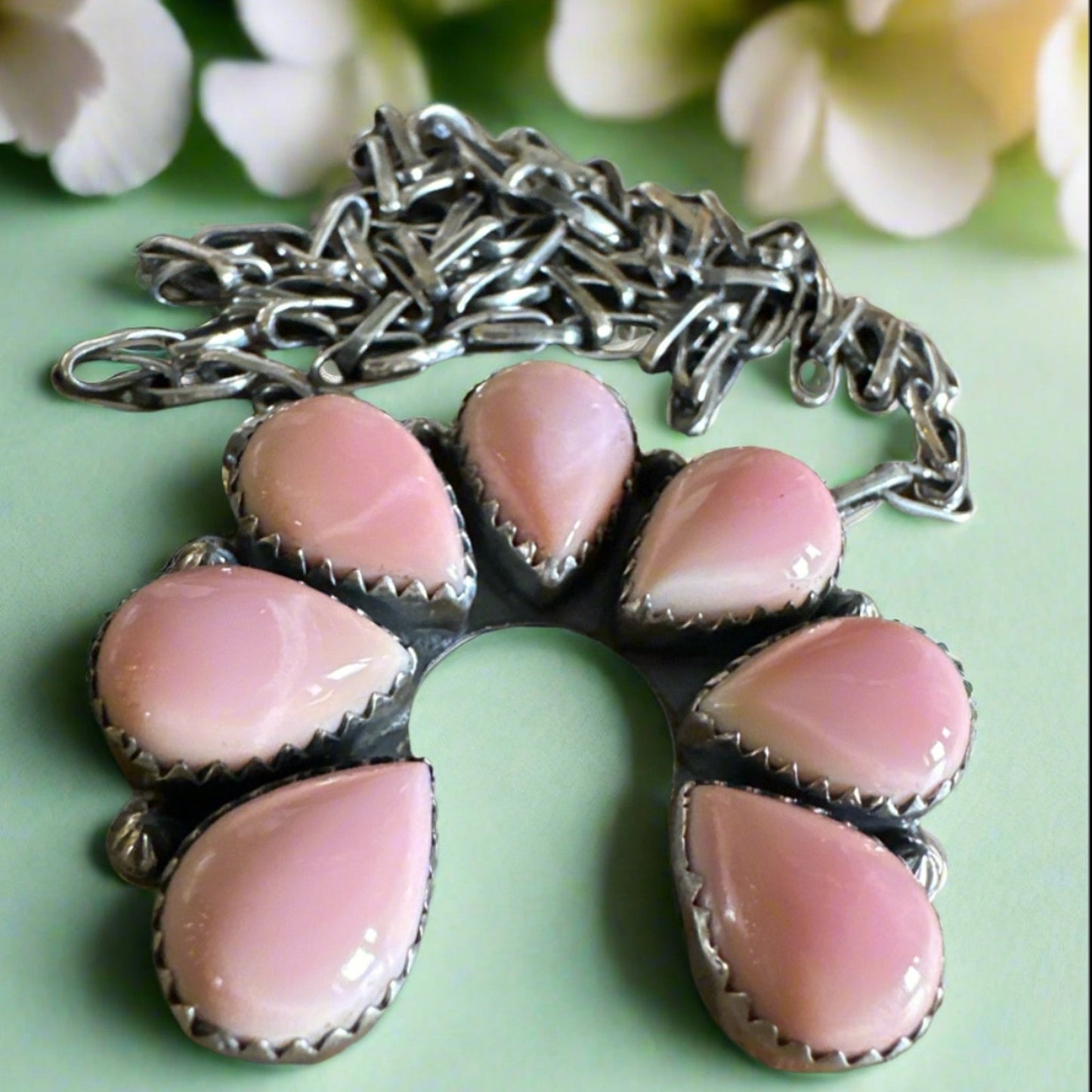 Pink Conch Naja Paper Clip Necklace .925 Sterling Silver 18”