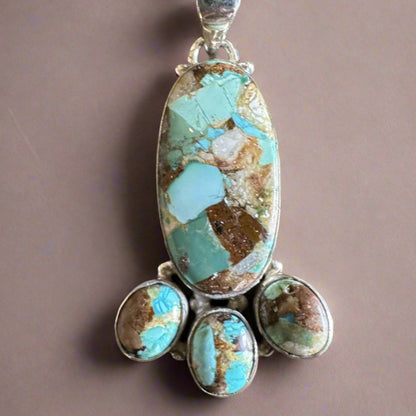 Handmade Turquoise Pendant .925 Sterling Silver 2”