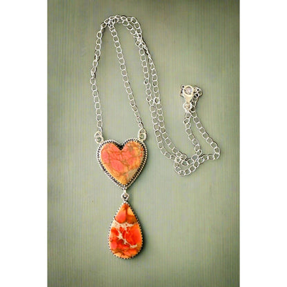 Orange Sea Sediment Jasper | Statement Boho Necklace |  925