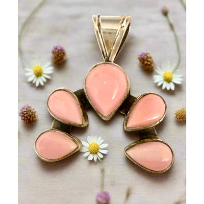 Mini Pink Conch Naja Pendant Sterling Silver Solid Back