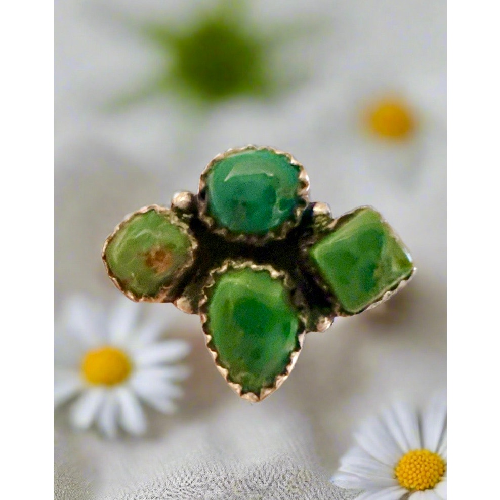 Sonoran Gold Turquoise Cluster Ring Size Adjustable 5-12